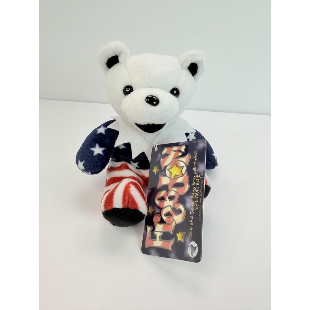 Freedom Grateful Dead bean Bear with Tag Liquid Blue Plush Stuffed